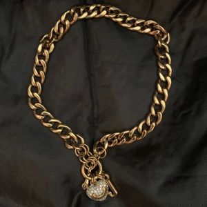 JUICY COUTURE THICK CRYSTAL HEART CHAIN (GOLD)